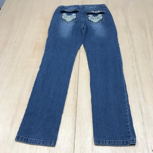 blue identity straight leg jeans women blue size 4p - Picture 4 of 4